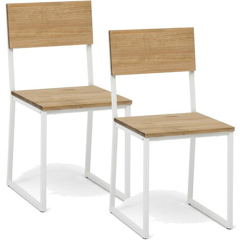 Pack 2Ud. Silla Desmontable Oxford ECO Blanca en madera maciza de pino acabado vintage estilo industrial Box Furniture