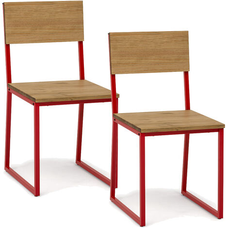 Pack 2Uds. Sillas Desmontables Oxford ECO Roja en madera maciza de pino acabado vintage estilo industrial Box Furniture