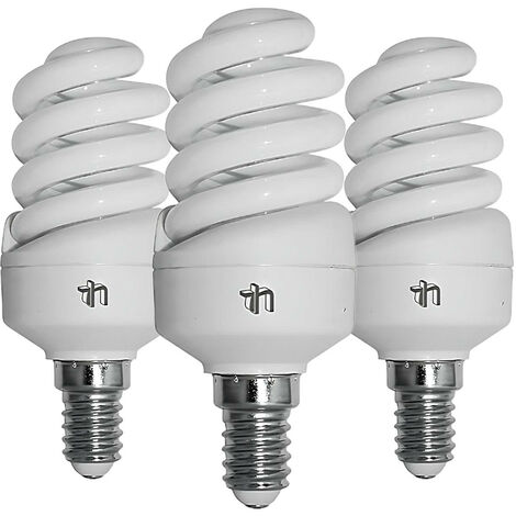 Pack 3 Ampoules CFL à économie d'énergie Mini Spiral E14 15W 900lm 2700K Merylux