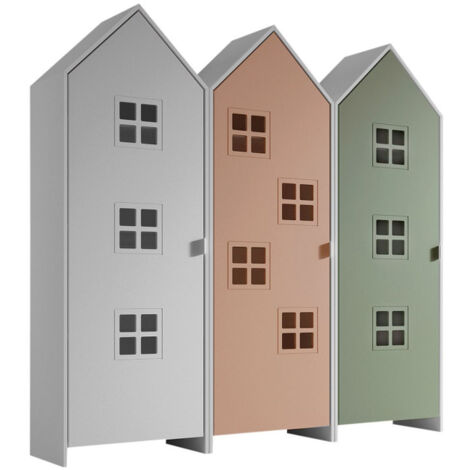 Pack - 3 Armoires Enfant "Casami Bruges" 171cm Blanc, Rose & Vert