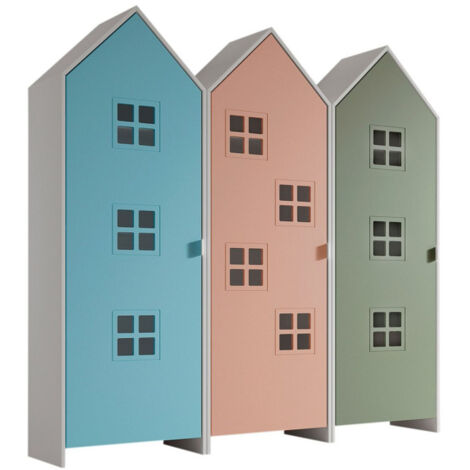 Pack - 3 Armoires Enfant "Casami Bruges" 171cm Bleu, Rose & Vert