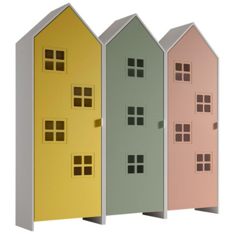 Pack - 3 Armoires Enfant "Casami Bruges" 171cm Jaune, Vert & Rose