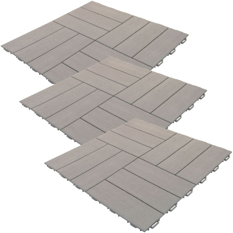 

Wellhome - Pack 3 baldosas para terraza de 55,5x55,5 cm efecto cruzado. Cobertura total 0,9 m2 – Colección Marte – Gris Claro