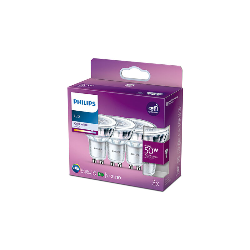 

Pack 3 Bombilla LED Philips GU10 36D 4.6W 355Lm 4000K [PH-929001218256] (PH-929001218256)