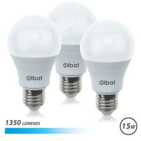 Pack 3 Bombillas LED A60 / 15W /1350LM / E27 / Luz Fría / ELBAT