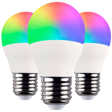 Pack 3 Bombillas LED Esférica Smart WiFi E27 5W Equi.35W 450lm RGBWW Regulable vía Smartphone/APP 25000H 7hSevenOn Premium