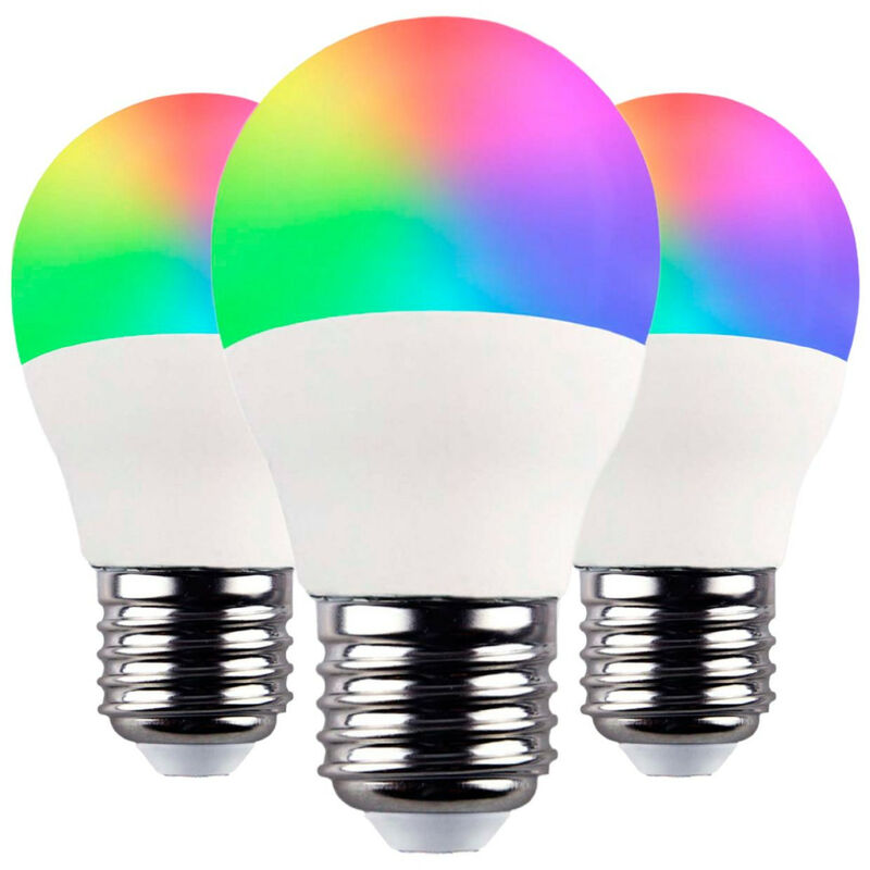 

Pack 3 Bombillas LED Esférica Smart WiFi E27 5W Equi.35W 470lm RGBWW Regulable vía Smartphone/APP 25000H 7hSevenOn Home