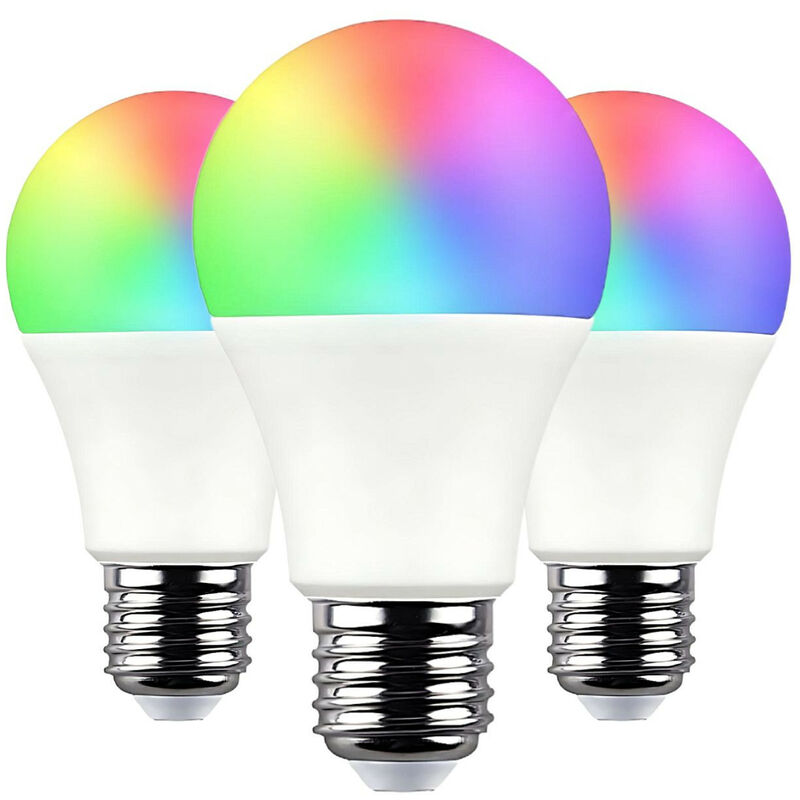 

Pack 3 Bombillas LED Estándar Smart WiFi E27 9W Equi.60W 806lm RGBWW Regulable vía Smartphone/APP 25000H 7hSevenOn Home