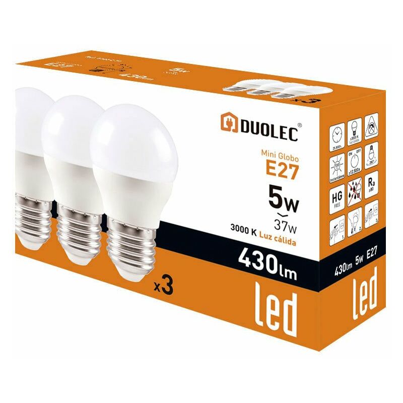 

Pack 3 Bomb.Led.Miniglobo 5W 3000K 430Lm