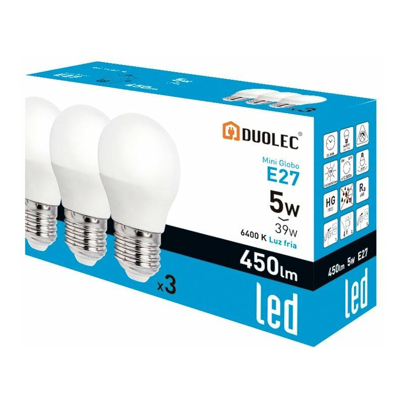 

Pack 3 Bomb.Led.Miniglobo 5W 6400K 450Lm