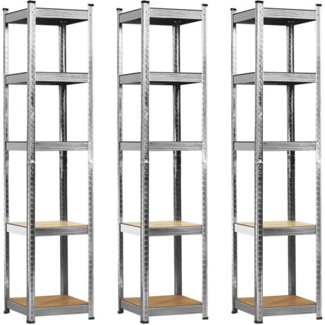 Pack 3 Estanterías Modulares con 5 Baldas Ajustables 180x40x40cm 175Kg 7house