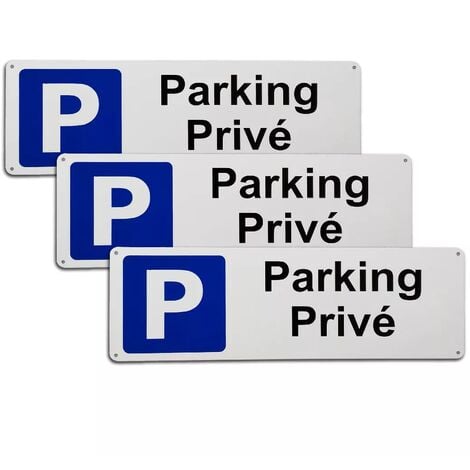 Pack 3 larges panneaux extérieurs 'Parking Privé' - PVC résistant (42 x 14 cm)