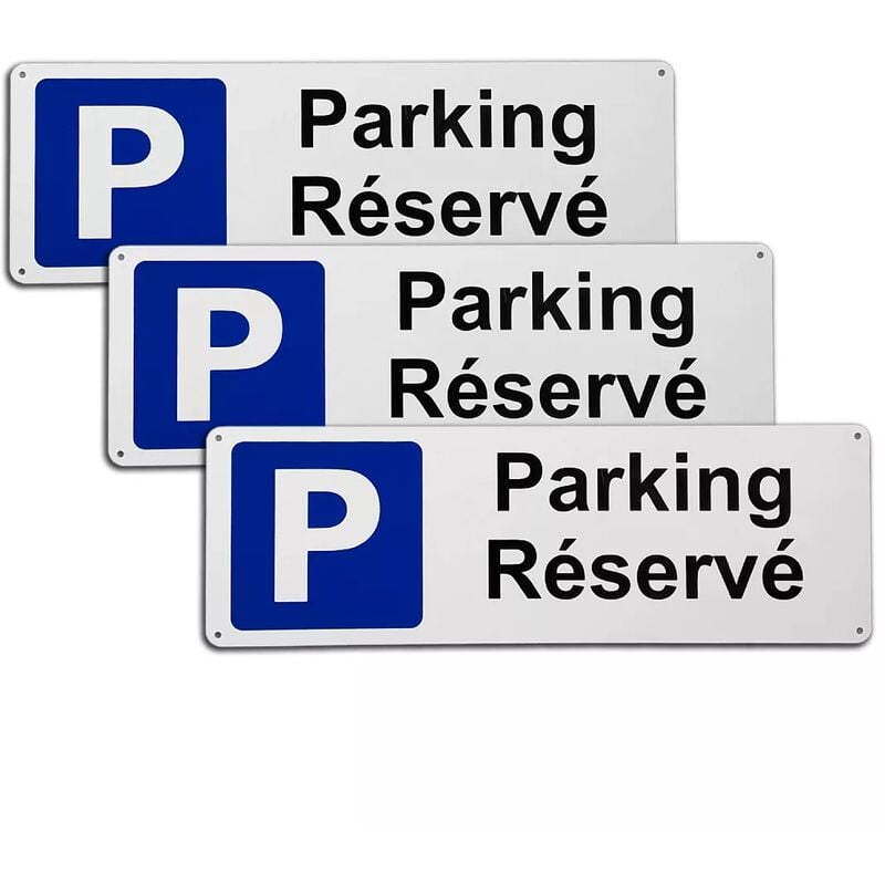Ultra Secure - Pack 3 larges panneaux extérieurs 'Parking Réservé' - pvc résistant (42 x 14 cm)
