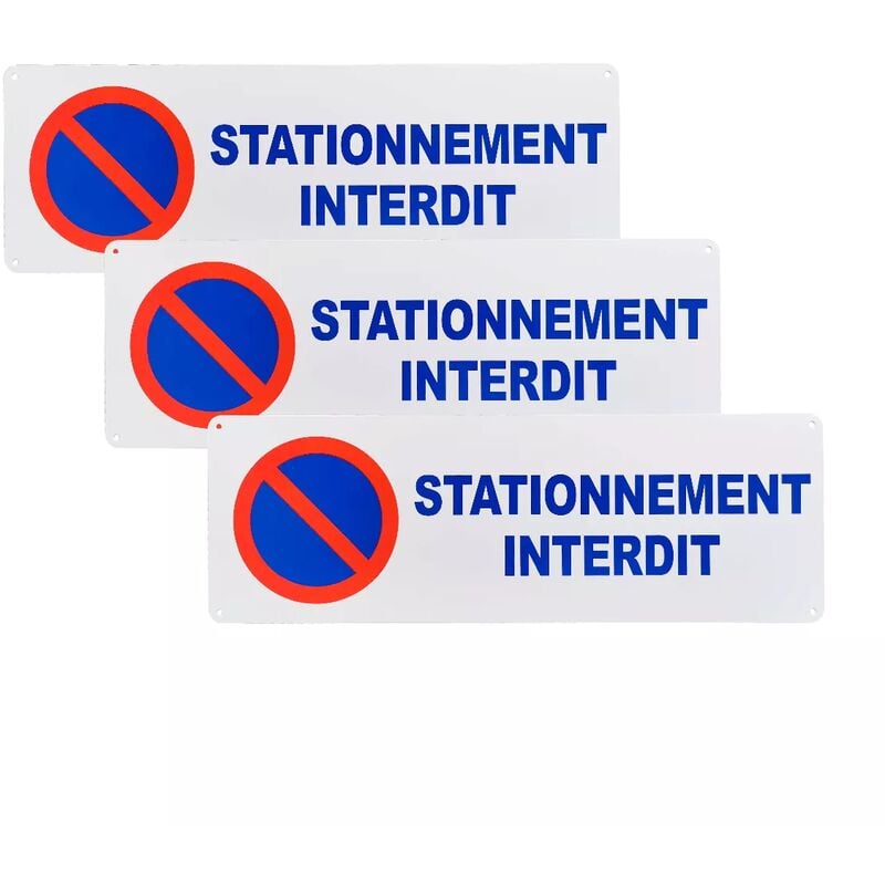 Pack 3 larges panneaux extérieurs 'stationnement interdit' - pvc résistant (42 x 14 cm)