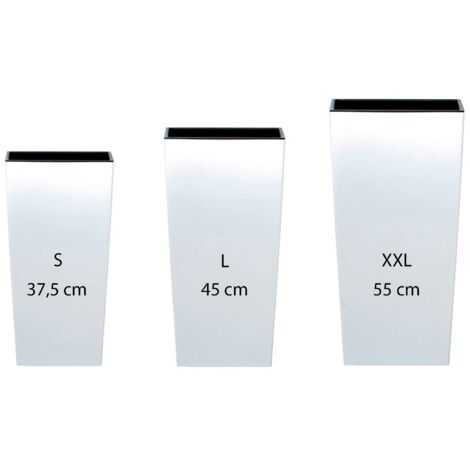 Pack 3 macetas altas Prosperplast (11,4/19/35 litros) Urbi Square de plastico en color blanco con deposito