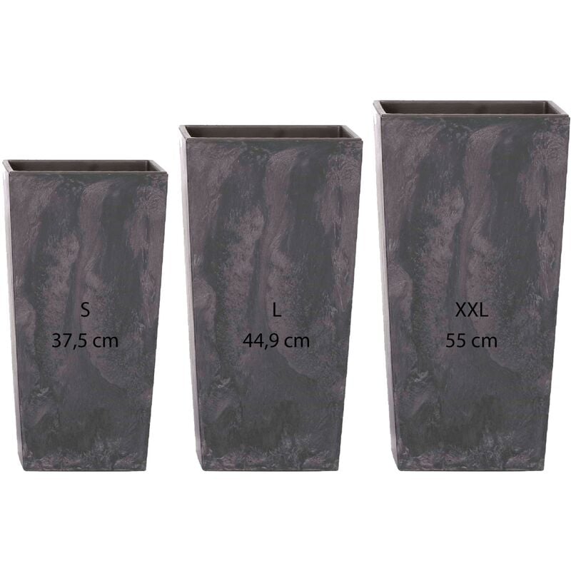 

Wellhome - Pack 3 macetas altas Prosperplast (11,4/19/35 litros) Urbi Square Effect de plastico en color antracita con deposito.