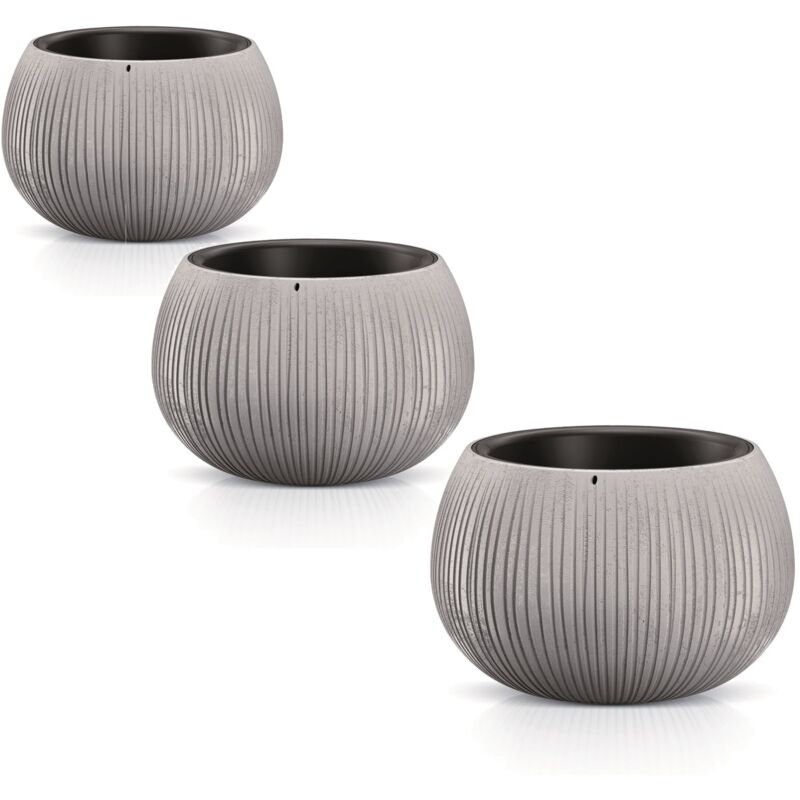 

Wellhome - Pack 3 macetas Prosperplast BETON BOWL de plástico CON depósito en color Cemento, tamaño Set L L
