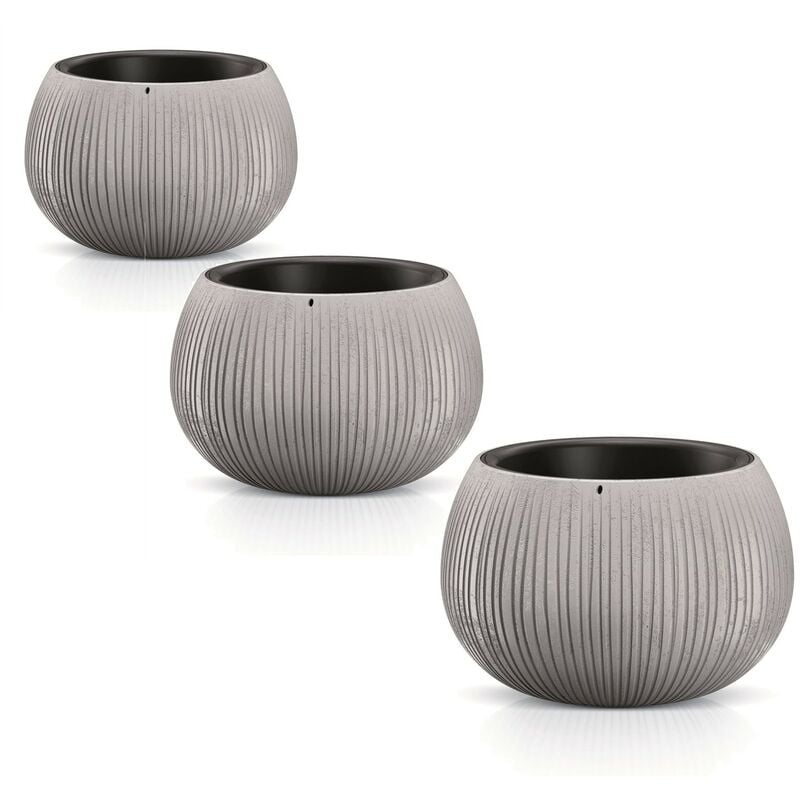 

Wellhome - Pack 3 macetas Prosperplast BETON BOWL de plástico CON depósito en color Cemento, tamaño Set S S