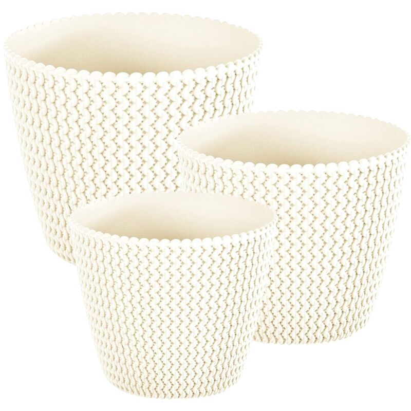 

Pack 3 macetas redondas Prosperplast (5/11,5/28,2 litros) Splofy de plastico en color crema