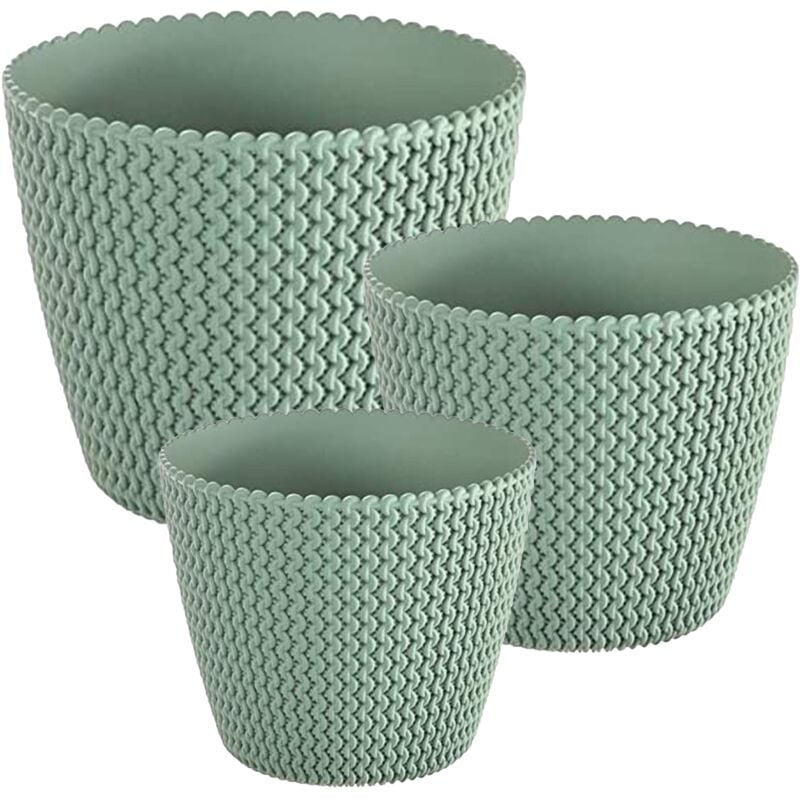 

Wellhome - Pack 3 macetas redondas Prosperplast (5/8/11,5 litros) Splofy de plastico en color menta