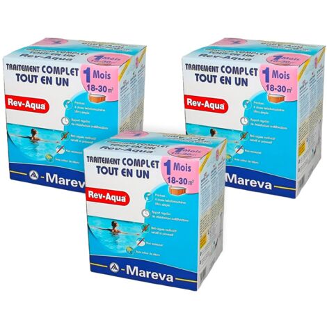 Pack 3 mois traitement Mareva REV-AQUA 4 en 1 piscine 18 à 30m³