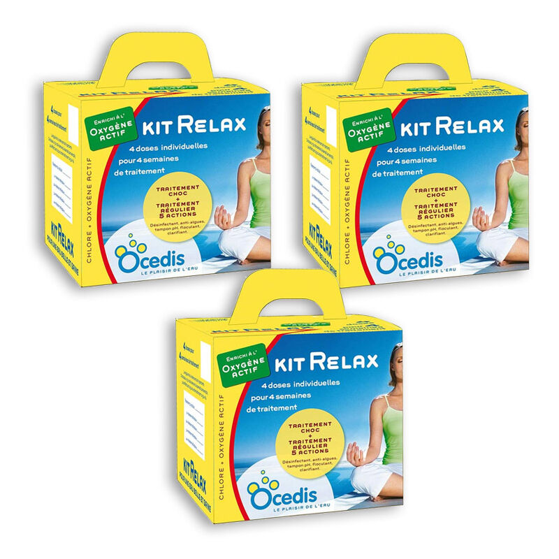 Pack 3 mois traitement oxygène actif Ocedis kit relax pour piscine 75m³