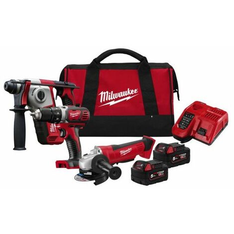 MILWAUKEE Pack 3 outils 18V 2x5Ah - M18 BPP3C-502B - 4933472242
