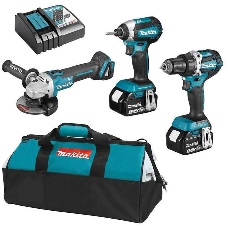 Makita - Pack 3 Outils DLX3125TX1 (DDF484 + DTD153 + DGA506) 18V lxt Li-Ion (2 x 5Ah)