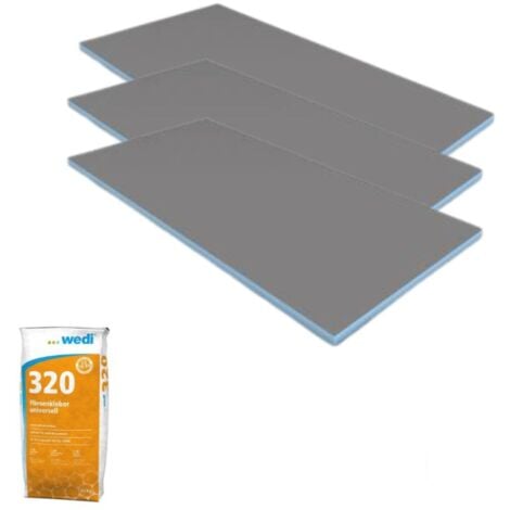Pack 3 panneaux de construction WEDI 125 x 60 x 0,6 cm + colle à carrelage universelle 320