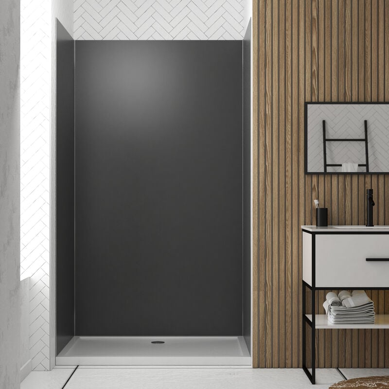 Pack de 3 Panneaux Muraux Aluminium GRIS 90/120/90x210 cm avec Profilés ANODISE BRILLANT - WALL'IT