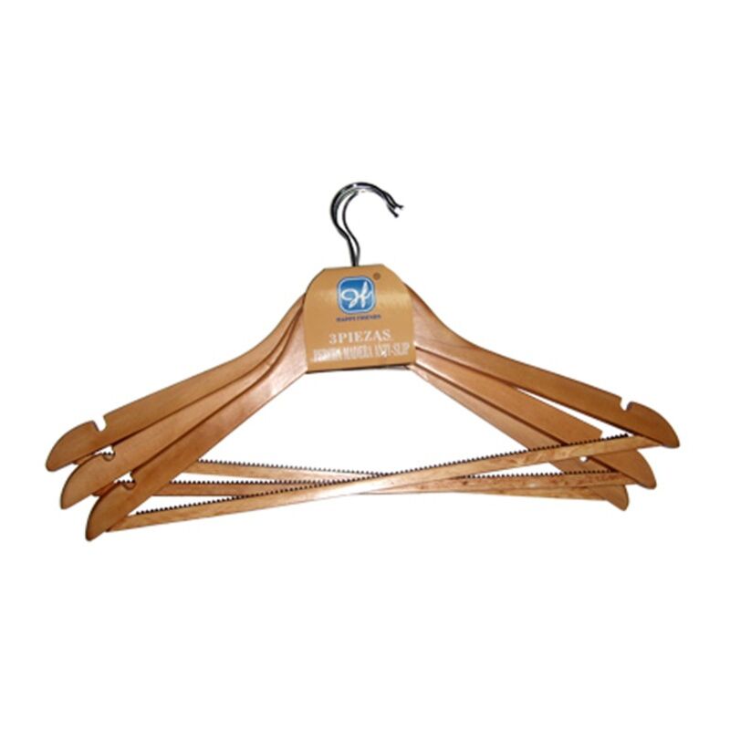 

Perchas madera con antideslizante pack 3