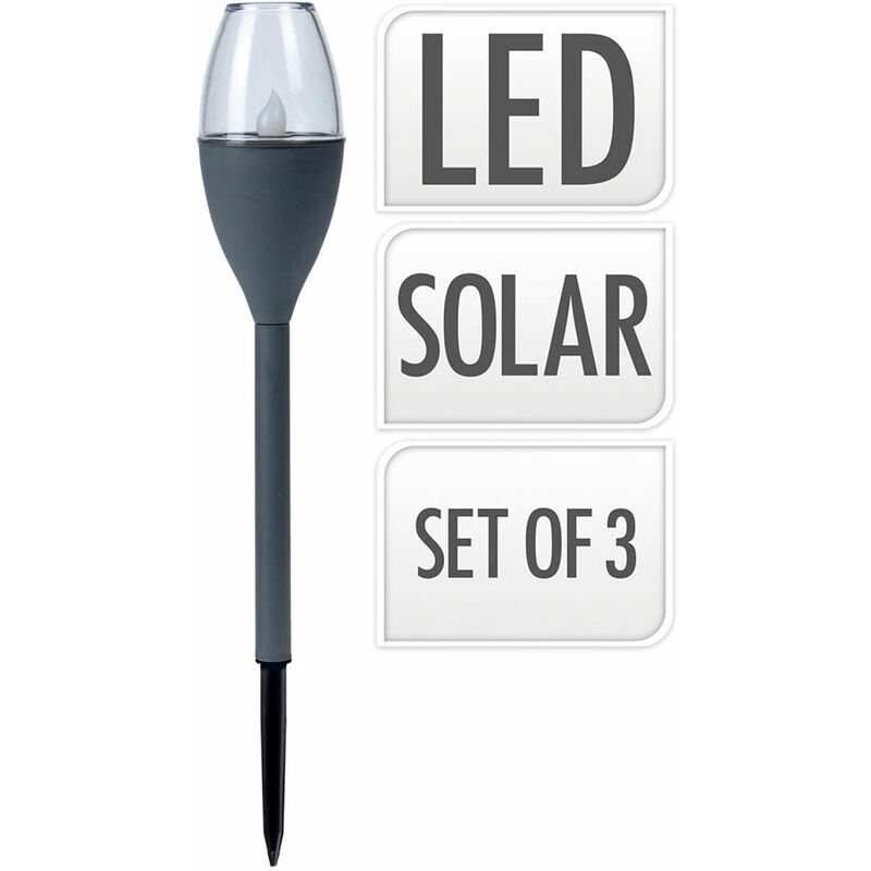 Set 3 Lamparas Solares Color Gris
