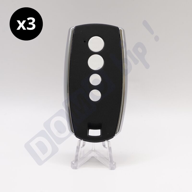 King Gates - Lot de 3 Télécommandes Stylo 4K Noir - Fréquence 433.92 MHz - 4 Canaux - Sécurité Rolling Code - Portée jusqu'à 150m - Compatible