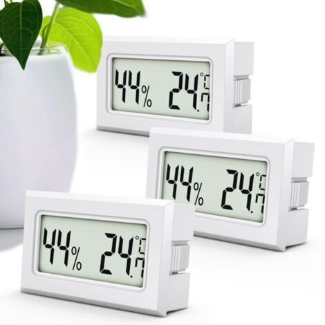 Pack 3 Thermomètres Hygromètres Intérieur [46x47mm] précision humidité/température clips
