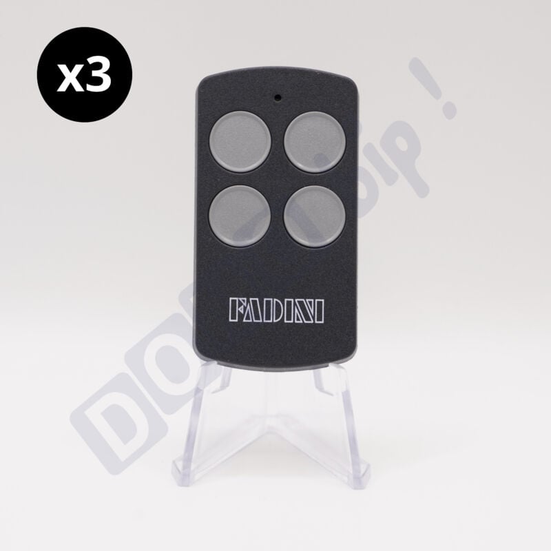 Lot de 3 Télécommandes Fadini vix 53 Grise - Fréquence 868.19 MHz - 4 Canaux - Rolling Code - Référence : 5313SL - Compatible Portails et Portes