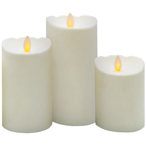 Pack 3 velas decorativas LED de cera 100 - 120 - 150mm