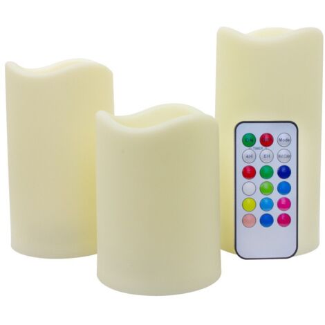 Pack 3 velas decorativas LED RGB 100mm - 120mm - 150mm