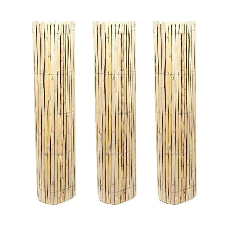 3 x Canisse naturelle fendue pour jardin 1,2 x 5 m. Canisse en Roseau Nature pour l'occultation, la délimitation ou l'ombrage.