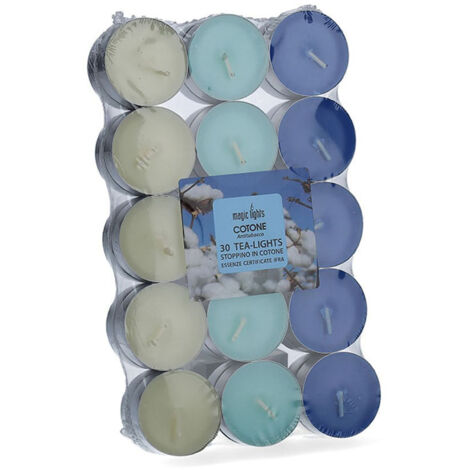 PACK 30 unid. VELAS CON AROMA ALGODON 3,7cm MAGIC LIGHTS