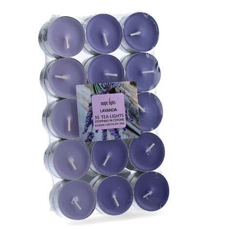 Pack 30 unid. velas con aroma lavanda 3,7cm magic lights