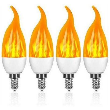 Pack 3W E14 Ampoule LED Ampoule Effet Flamme avec 1 Modes d'Éclairage Ampoule Décorative pour Halloween, Noël, Saint Valentin, Fête de Mariage
