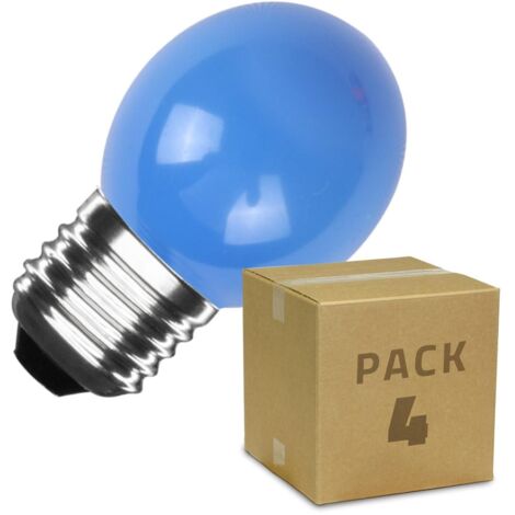 Pack 4 Ampoules LED E27 3W 300 lm G45 Bleu Bleu