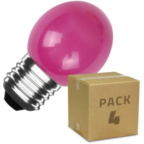 Pack 4 Ampoules LED E27 3W 300 lm G45 Rose Rose