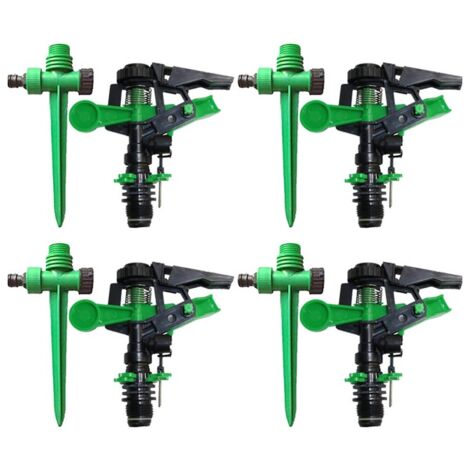 Pack 4 Aspersor de Riego Agricola 1/2'' con Soporte  Aspersores de riego cesped de 6 a 12 m  Aspersor sectorial de Jardin