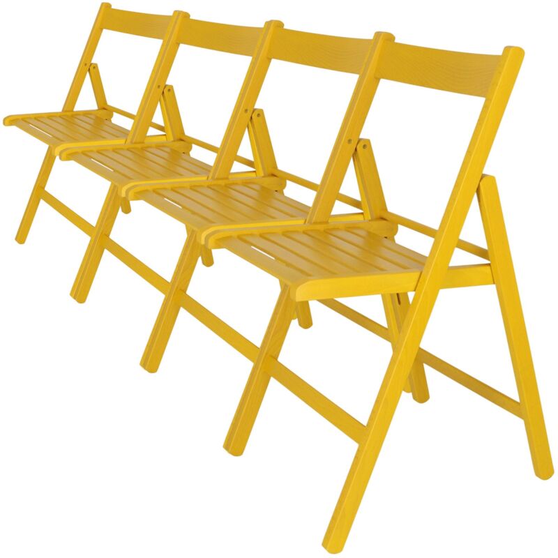 Pack de 4 chaises bas en bois de hêtre 47x43x79 cm finition jaune - Wellhome