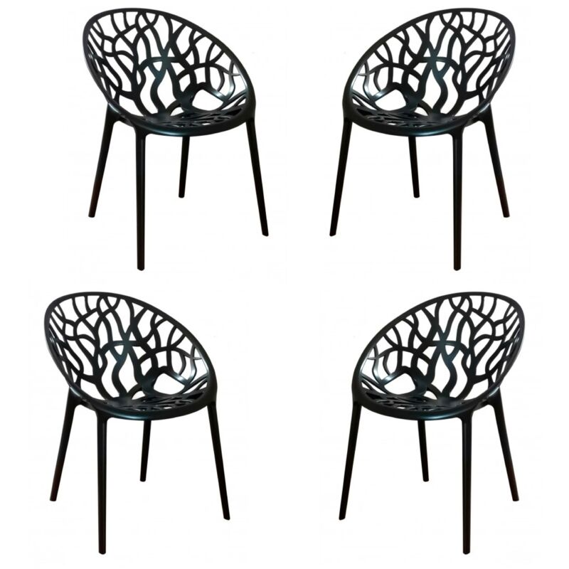 Nest Dream - Pack 4 Chaises de Jardin - Chrystal - Chrystal - Noir