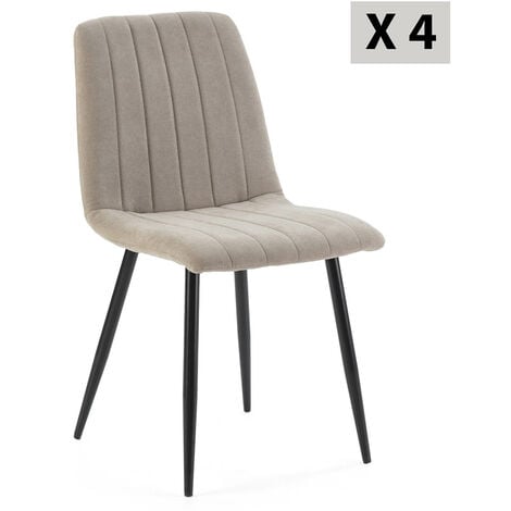 VS VENTA-STOCK Pack 4 chaises Sagi recouvertes de tissu beige