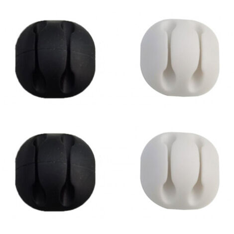Pack 4 Clips Organizadores de Cables con 2 Ranuras y Autoadhesivo 9&1