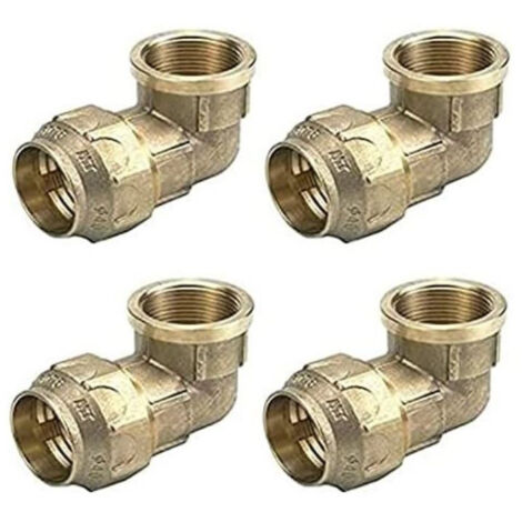 Pack 4 Codo hembra Latón 20mm x 1/2'' para tubería de polietileno  Accesorio latón  Certificado Aenor  Codo rosca hembra