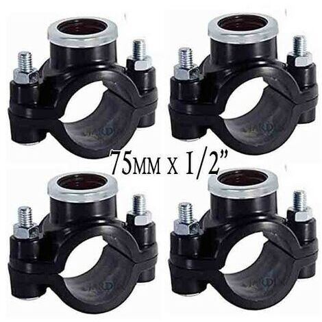 Pack 4 Collarin de Riego 75mm x 1/2''. Fitting para Instalación de Elementos de Riego como Aspersores, Difusores o Goteo